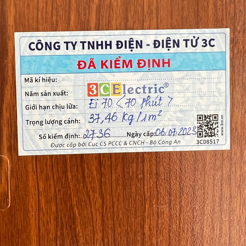 Cửa chống cháy đạt kiểm định PCCC